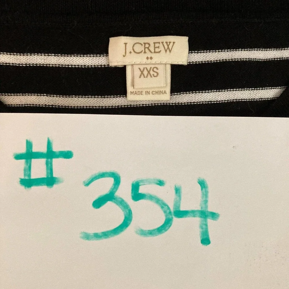 J. Crew‎ Sweater Womens Sz XXS Black White Striped Cotton Stretch Pullover
